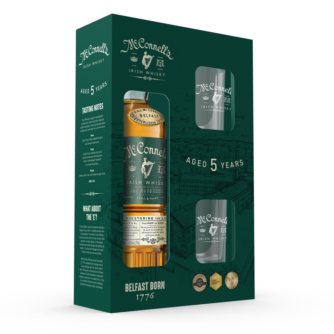 McConnell's 5YO Double Glass Giftpack - Irish Whisky - 750ml