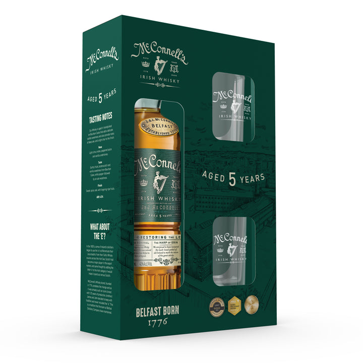 McConnell's 5YO Double Glass Giftpack - Irish Whisky - 750ml
