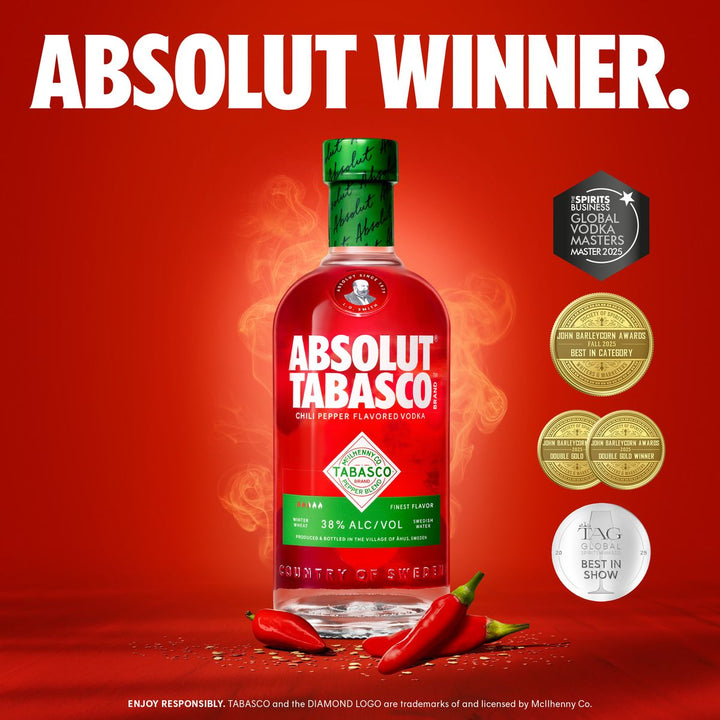 Absolut Tabasco Chilli Pepper Flavoured Vodka - 750ml