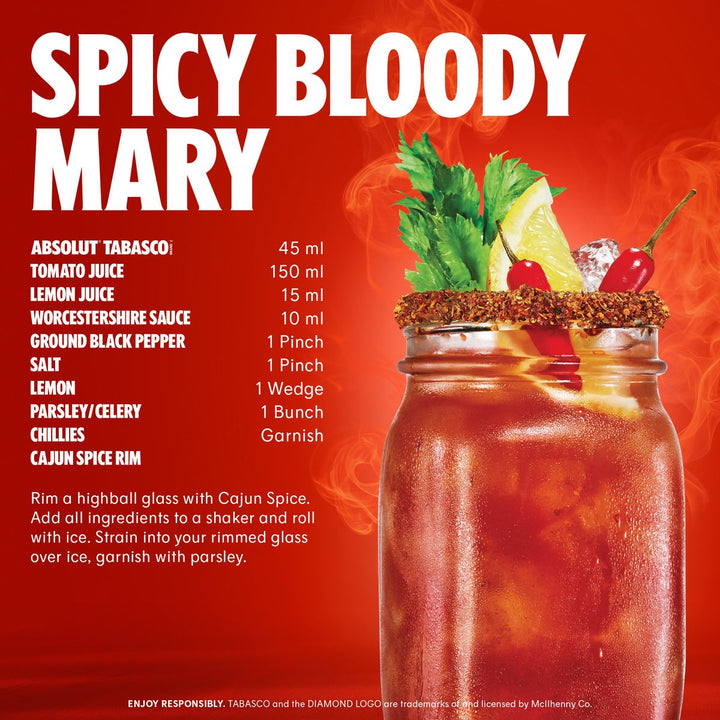 Absolut Tabasco Chilli Pepper Flavoured Vodka - 750ml