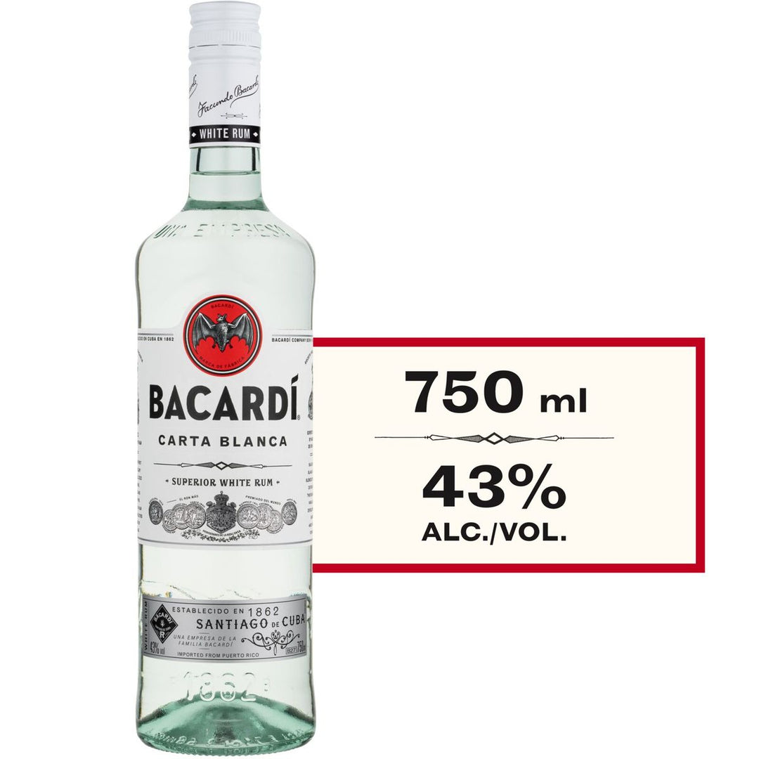 Bacardi Carta Blanca Superior White Rum, 43% ABV - 750ml