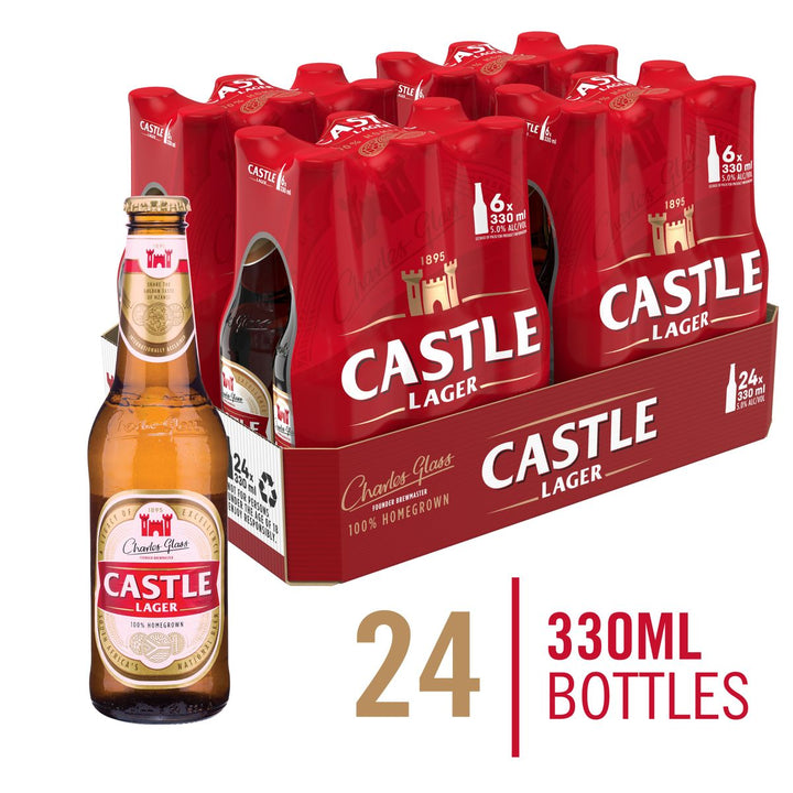 Castle Lager Local Beer - 24 x 330ml Bottles