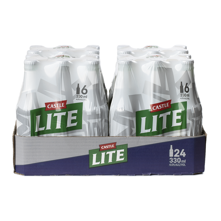 Castle Lite Premium Lager Beer - 24 x 330ml Bottles