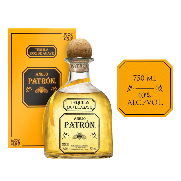 PATRON Anejo Premium Tequila - 40% ABV, 750ml