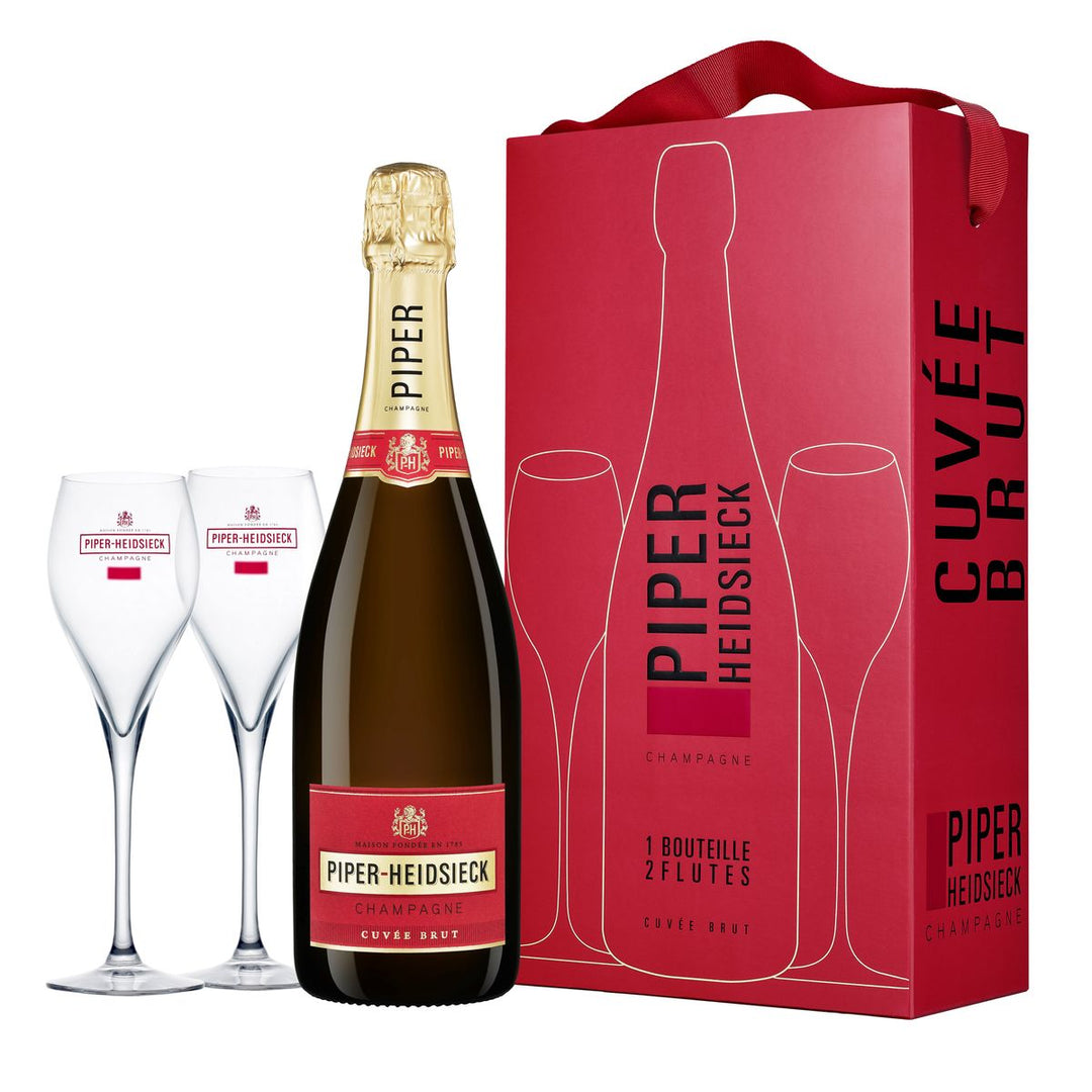 Piper - Heidsieck Brut Champagne Double Flute Giftpack - 750ml